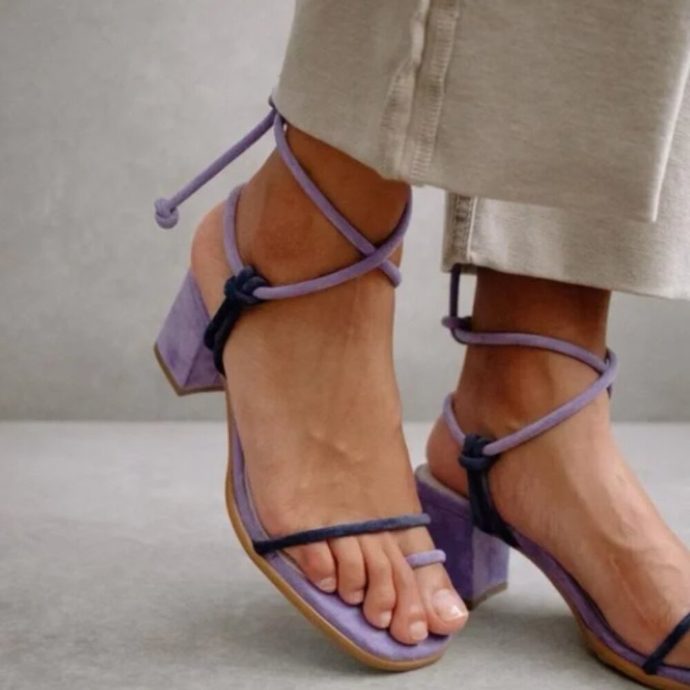 ALOHAS Lavender Grace Strappy Sandals Heels in the Colors Jasmine Navy - Size 36